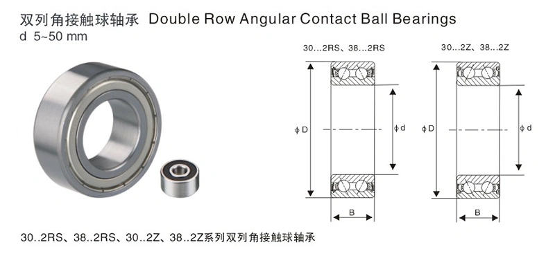 Custom Various 6200 6201 6203 6204 6205-2RS 6202 Silver Double Row Deep Groove Ball Bearings